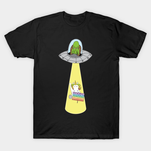 UFO Unicorn Sign Abduction Funny Alien Area 51 Roswell Conspiracy Gift T-Shirt by Shirtsurf